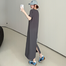 批发实拍新款 2026<b class='q'>修身</b>显瘦休闲气质T恤裙 日常通勤纯色连衣裙