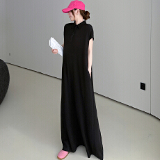 批发实拍新款 2026夏季POLO领短袖T恤裙长款气质高级慵懒风<b class='q'>连衣裙</b>