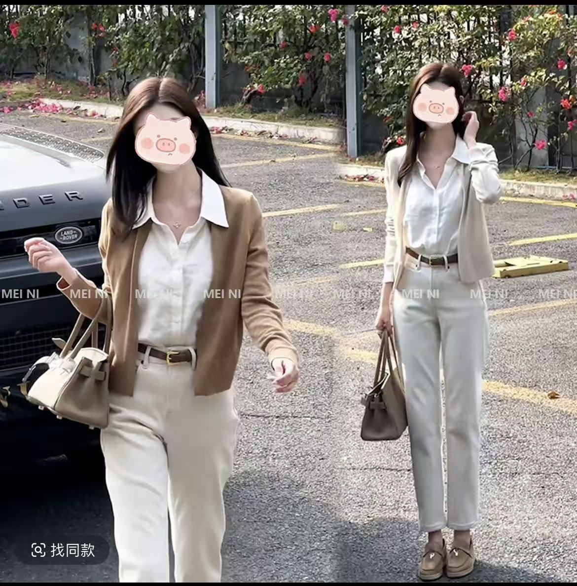 sanjun 고급 맞춤 봄날 제한적 패치워크 색상 페이크 레이어드 폴로 칼라 니트 스웨터 2276