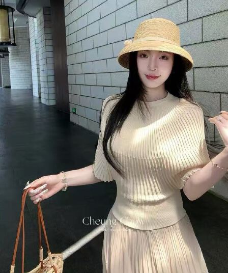 서주 장 챕터 그리스어 당겨서 루이 리 구덩이 기사 망토 칼라 니트 스웨터 여성 디자인 센스 작은 대중 배트윙 소매 티셔츠 짧은 맨위