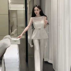 批发YOUENBB【轻纱-套<b class='q'>装</b>】显瘦透气夏季穿搭<b class='q'>百搭</b>时尚设计感轻纱无袖