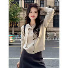 批发千金感气质辣妹休闲飘带针织衫<b class='q'>女</b>装2026秋冬新款百搭漂亮打底上衣
