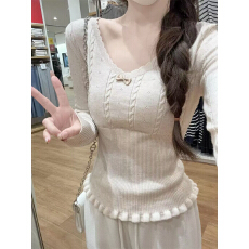 批发2026超火减龄木耳边打底衫<b class='q'>女</b>内搭超好看秋冬毛衣可外穿爆款上衣