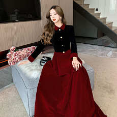 批发敬酒服2025新款新娘秋冬季长袖加厚红色丝绒订婚<b class='q'>礼服</b>结婚当天便装