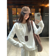 批发原版质量口袋<b class='q'>针织</b>长袖T恤内搭<b class='q'>打底衫</b>长袖上衣