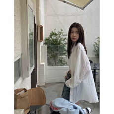 批发原版质量纹防晒衬衫女夏季薄款慵懒风长袖衬衣