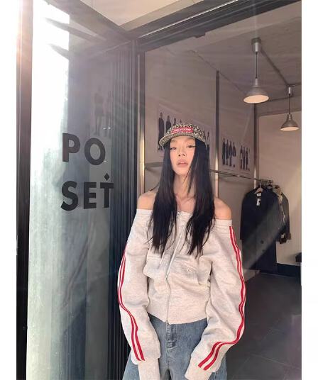 원본 것 아메리칸 보트넥 바 기사 오프숄더 긴팔 후드티 운동 맨위