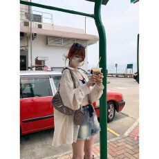 批发官图原版质量宽松<b class='q'>休闲</b>长袖衬衣慵懒风防晒上衣格纹衬衫