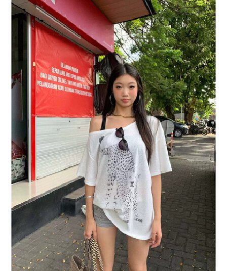 원본 것 얇은 스타일 레트로 표범 곡물 프린트 비스듬한 오프숄더 반팔 티셔츠