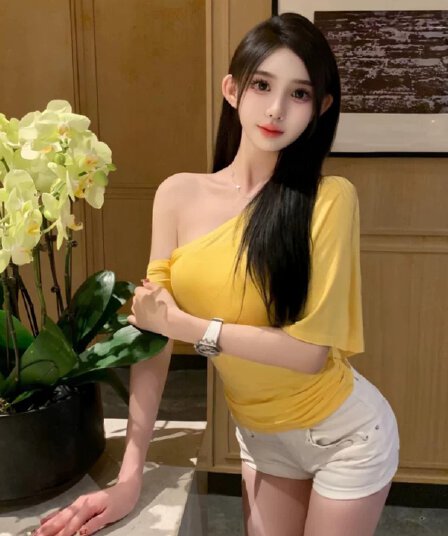 정가 경관 그림 원본 것 핫걸 비스듬한 어깨 반팔 티셔츠 불규칙 순수한 욕망 맨위