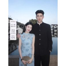 批发出游季上新】新中式植绒罩衫吊带旗袍连衣裙