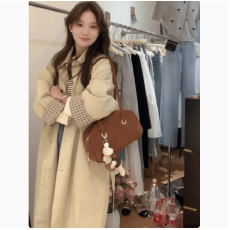 批发风衣外套女2025春秋季新款小个子开春休闲韩系赫本风高级感中长款