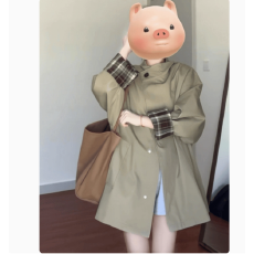 批发早春卡其色风衣外套女2025春秋新款中长款小个子大衣