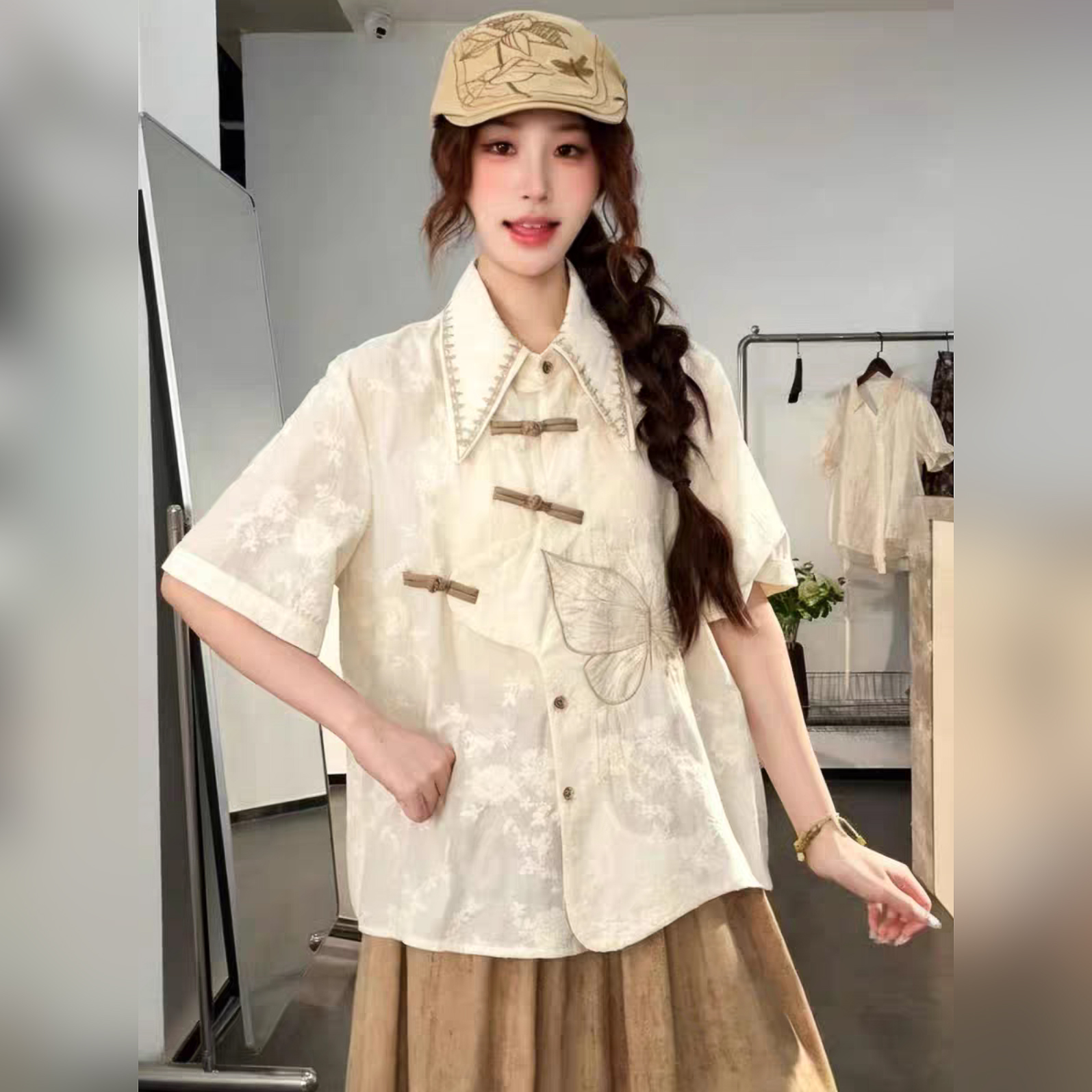 작은 주 오족 셔츠 여름 새로운 디자인 센스 작은 대중 불규칙 다용도 레트로 셔츠