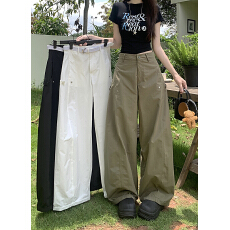 批发实拍辣妹复古工装裤休闲裤女夏季高腰显瘦<b class='q'>阔腿裤</b>运动裤直筒长裤子