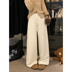 批发实拍加绒加厚<b class='q'>休闲裤</b>女秋冬季新款宽松显瘦阔腿裤直筒长裤拖地裤裤