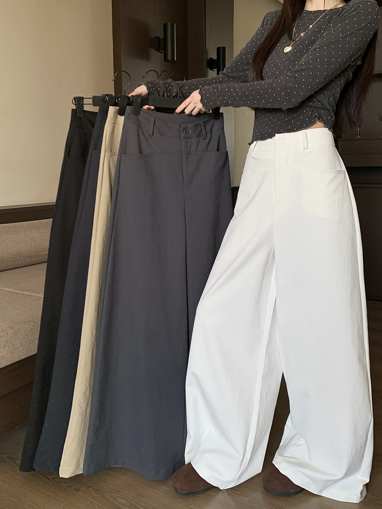 실사 하이웨이스트 도루 센스 와이드 레깅스 바지 여름 루즈핏 슬림해 보이는 스트레이트 팬츠 느긋한 바람 캐주얼 다용도 바닥 청소 긴 바지