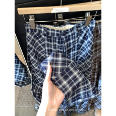 批发实拍复古格纹阔腿裤女夏季高腰显瘦遮跨<b class='q'>长裤</b>韩版百搭弯刀休闲裤