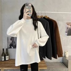 批发孕妇装韩版秋冬新款半高领绒衫双面德绒ins潮遮肉大码内搭打底衫