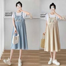 批发<b class='q'>孕妇</b><b class='q'>装假</b>两件新中式T恤背带<b class='q'>短袖</b>潮妈咪外穿遮肚显瘦百搭舒适裙子