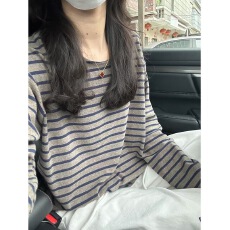 新款现~2026春季孕妇装慵懒随性宽松甜美韩版显瘦条纹上衣