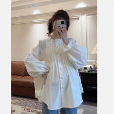 批发大量现~新款 2026春季新款孕妇宽松韩版甜美百褶衬衣小衫