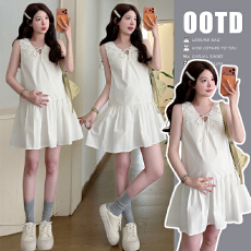 批发实拍新品~2026春夏新款<b class='q'>孕妇</b><b class='q'>休闲</b>甜美韩版短款<b class='q'>衬衣</b>裙子+灰色开衫