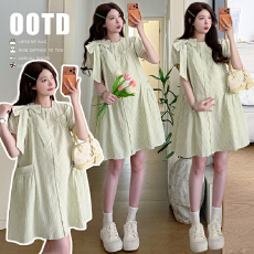 批发实拍新品~2026<b class='q'>春</b>夏新款孕妇休闲甜美韩版薄荷绿短款娃娃裙