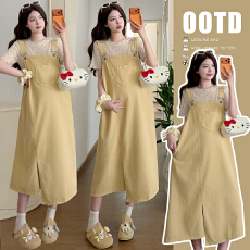 批发实拍 2026夏季新款甜美宽松<b class='q'>韩版</b>牛仔背带裙+波点上衣两件套套装