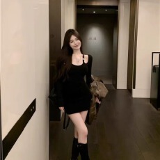 批发纯欲风御姐内搭打底包臀裙女秋冬新款小众显瘦收腰绝美气质连衣裙