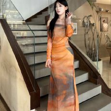 批发<b class='q'>春秋</b>新款修身显瘦荡荡领独特气质<b class='q'>连衣裙</b>美式辣妹扎染内搭包臀裙女