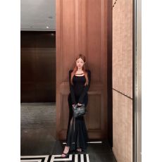 批发大码女装法式气质显瘦连衣<b class='q'>裙</b>秋季胖mm黑色<b class='q'>网纱</b>拼接鱼尾<b class='q'>裙</b>内搭长<b class='q'>裙</b>