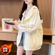 批发连帽长袖<b class='q'>风衣</b>女2025新款秋冬季加绒加厚外套