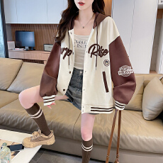 批发华棉<b class='q'>棒球</b>服早春新款连帽设计感<b class='q'>外套</b>女韩版宽松字母上衣潮