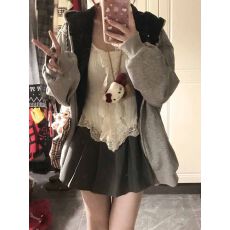 批发纯棉华棉复合牛奶丝320g银狐绒420g原版做工拉链宽松双帽外套