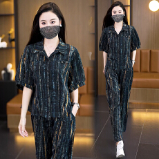 批发实拍2026夏季新款高端设计感大码时尚套装韩版气质宽松显瘦两件套