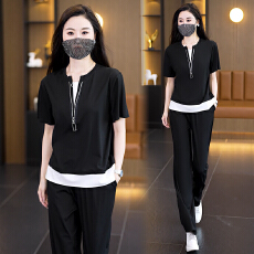 批发实拍大码潮牌<b class='q'>休闲</b>运动服套装女2026夏季新款短袖时尚<b class='q'>休闲</b>两件套潮