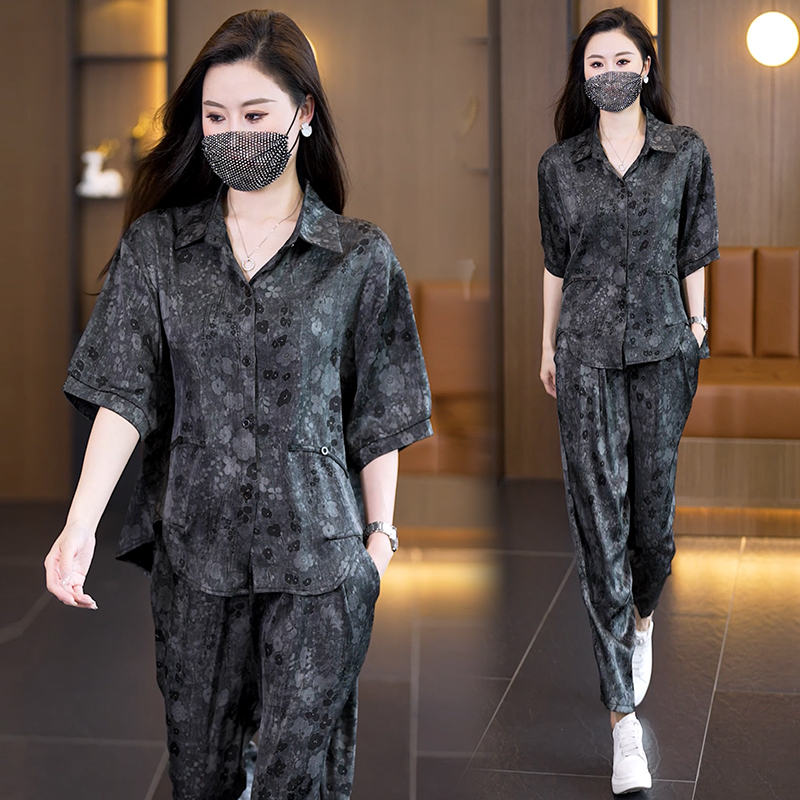 RY1385# 实拍2026夏季新款高端设计感大码时尚套装韩版气质宽松显瘦两件套