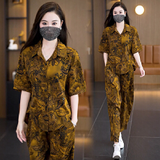 批发实拍2026夏季新款洋气大码女装套装胖MM时尚宽松显瘦哈伦裤两件套