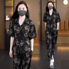 批发实拍2026夏季新款洋气大码女装套装胖MM时尚宽松显瘦哈伦裤两件套