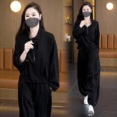 批发实拍2026秋季新洋气大码<b class='q'>女</b>装舒适透气<b class='q'>套装</b><b class='q'>时尚</b>休闲宽松显瘦两件套