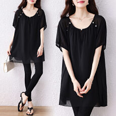 批发2026夏季新款胖mm时尚气质宽松遮肉显瘦亲肤透气洋气大码<b class='q'>雪纺上衣</b>