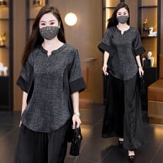 批发2026夏<b class='q'>装</b><b class='q'>新款</b>高端气质大码套<b class='q'>装</b>遮肚显瘦洋气胖mm宽松时尚两件套