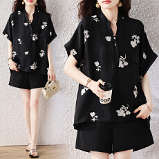 批发实拍2026夏季新款洋气大码时尚刺绣韩版气质宽松遮肉显瘦衬衫上衣