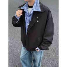 批发实拍<b class='q'>日系</b><b class='q'>复古</b>宽松水洗休闲夹克美式工装翻领拼接休闲外套男那边