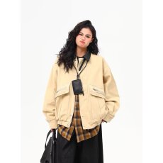 批发2025美式复古巴恩风工装大口袋潮牌外套女早春秋新款长袖翻领夹克