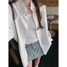 批发实拍衬衫女装春季新款慵懒风长袖上衣小个子衬衣<b class='q'>百搭</b><b class='q'>外套</b>