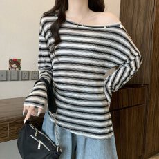 批发实拍大码女装纯欲辣妹斜肩褶皱T恤胖MM收腰显瘦防晒上衣