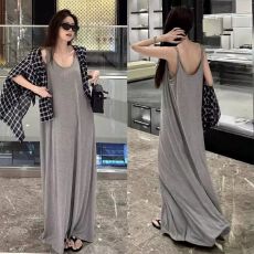 批发吊带背心<b class='q'>连衣裙</b>女夏慵懒风宽松显瘦垂感长裙简约直筒裙