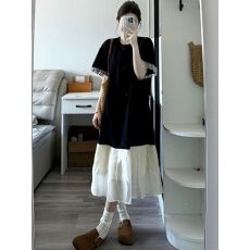 批发宽松微胖遮肉显瘦连衣裙子长裙女夏季2026新款黑色<b class='q'>长款</b>过膝<b class='q'>T</b><b class='q'>恤</b>裙